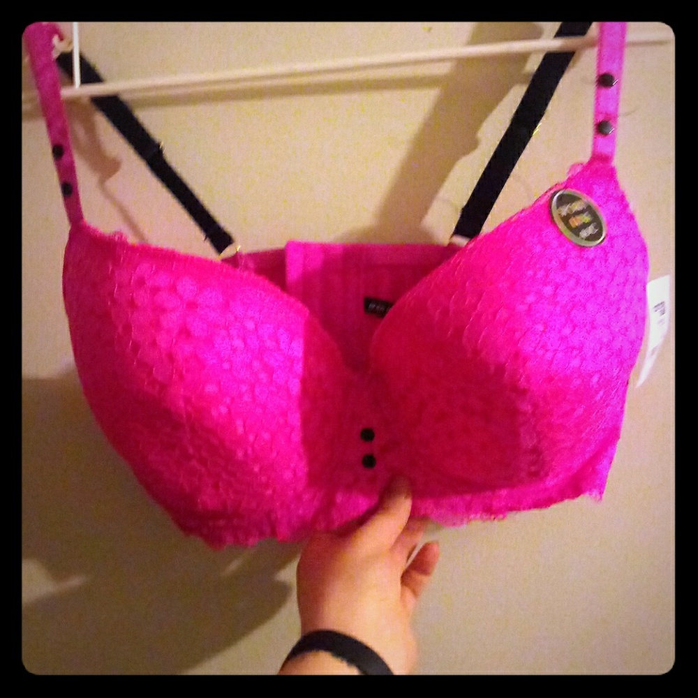 Hot Pink Lace Bra